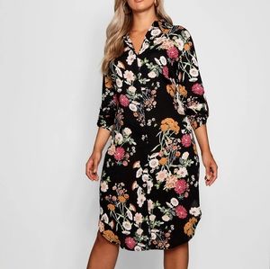 Boohoo Floral print shirt dress